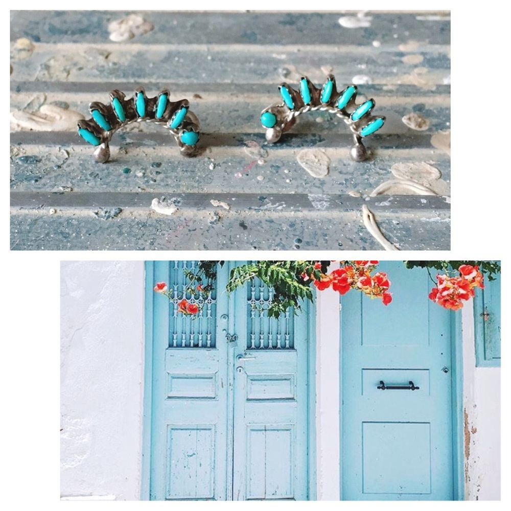 Vintage Earrings Zuni Silver and Turquoise